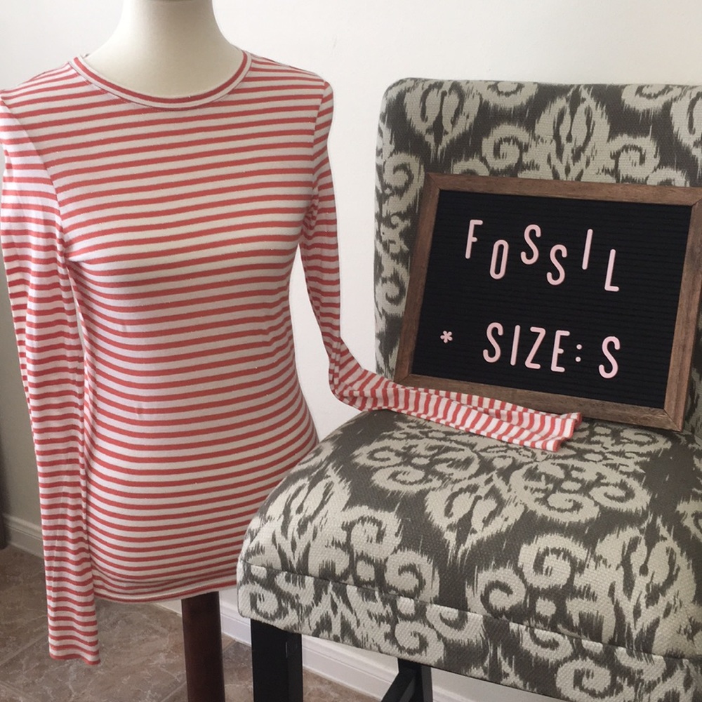 Fossil Striped Long Sleeve Top Sz‎ Small